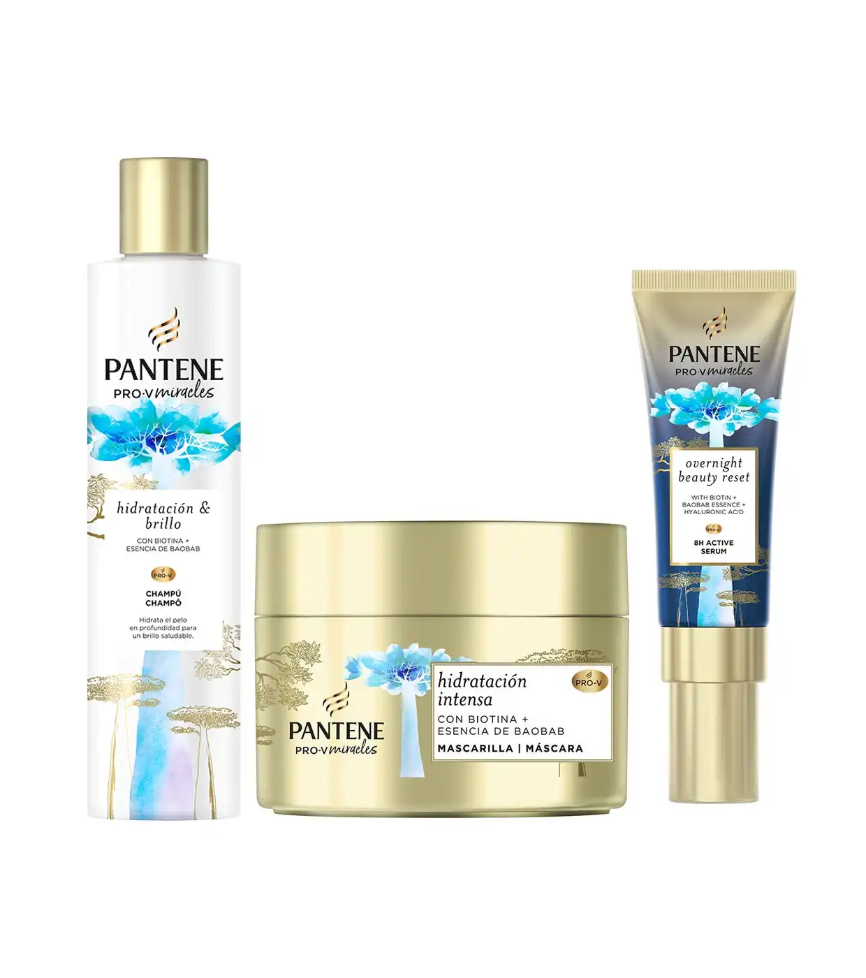 Pantene - *Hidratación & Brillo* - Pack de champú + mascarilla + sérum Pro-V Miracles - Pantene - Comparador de precios