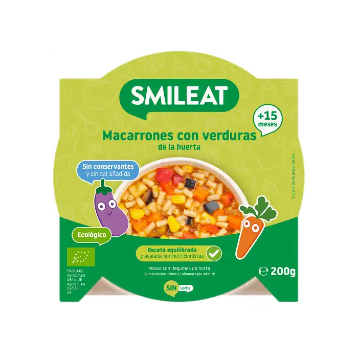 Platito Macarrones con verduras de la huerta ECO - SMILEAT - Comparador de precios
