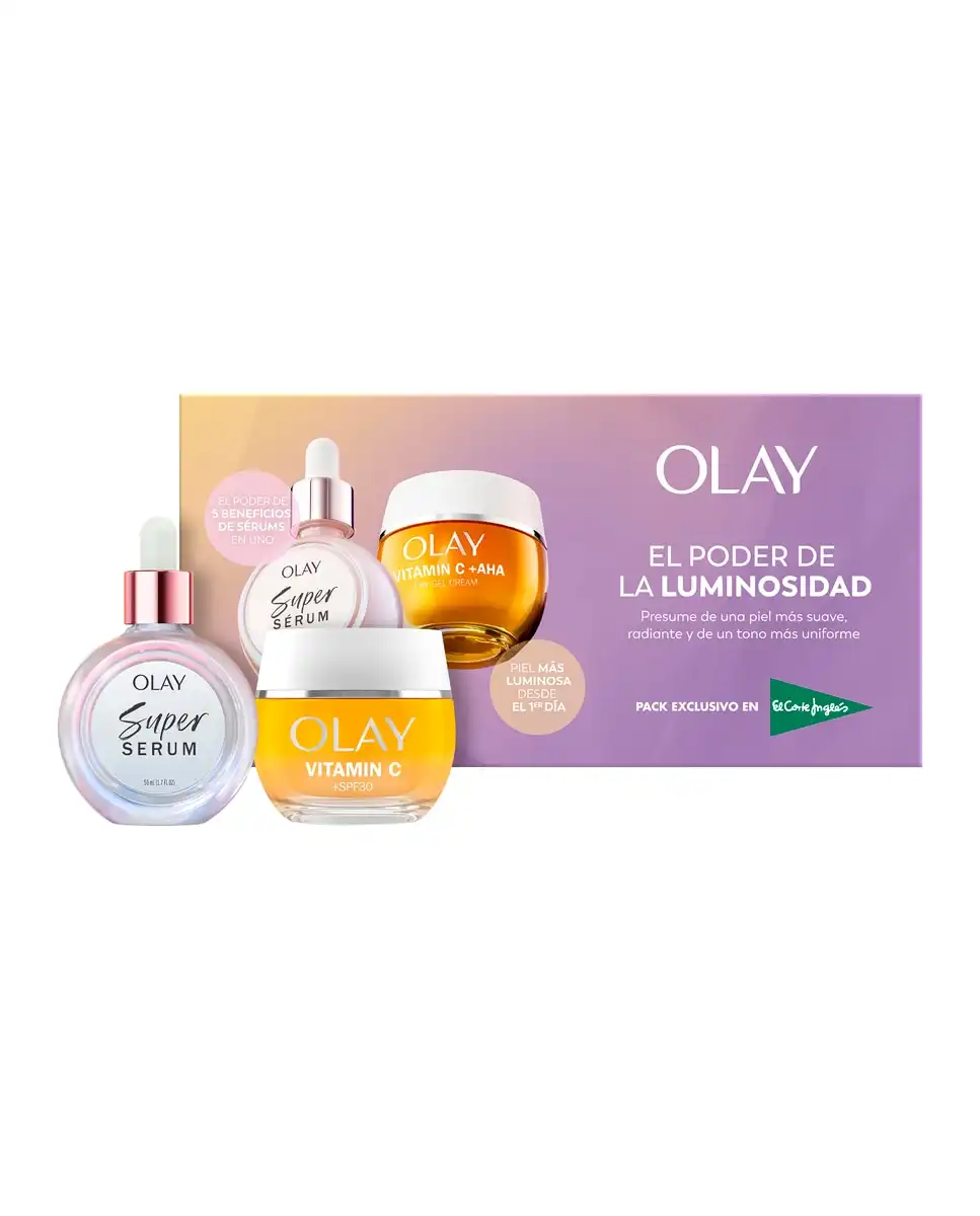 Estuche de regalo Crema Hidratante Vitamin C + AHA 24 y Super Sérum Facial Hidratante Olay 80 ml - Olay - Comparador de precios