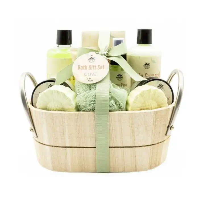 Set de Baño Cesta de Madera con Asas Olive - Becasan Nature - Comparador de precios