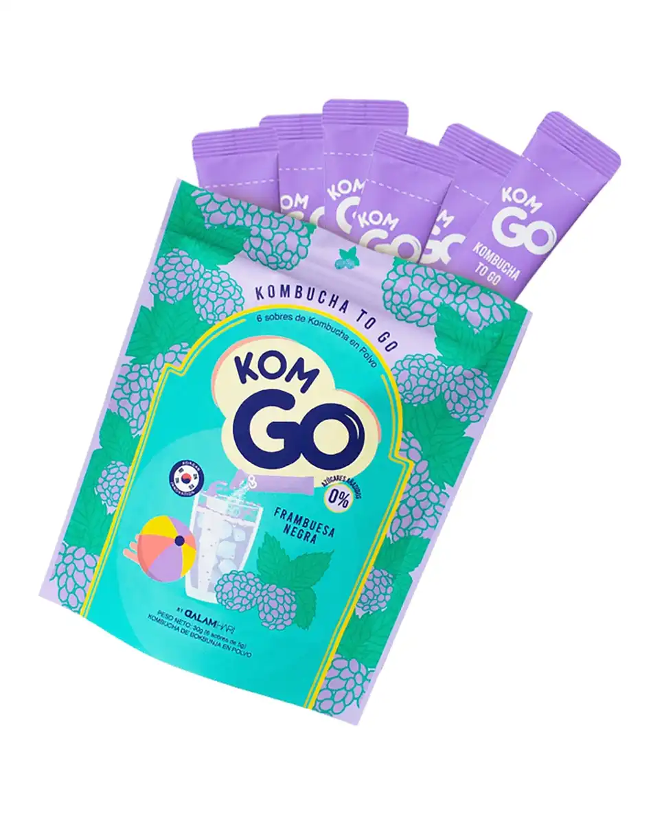 6 Sticks Kombucha Instantánea En Polvo Frambuesa Negra Komgo 300 ml - Komgo - Comparador de precios