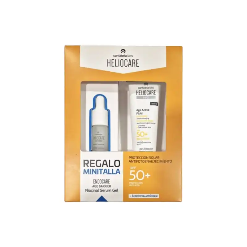 Set Heliocare 360° Age Active Fluid Spf50+ 50 Ml + Endocare Age Barrier Niacinal Serum Gel 10ml - Cantabria Labs - Comparador de precios