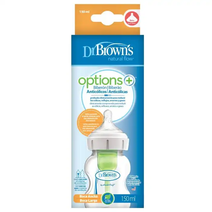 Biberón Anticólicos Options Boca Ancha 150 ml - Dr Browns - Comparador de precios