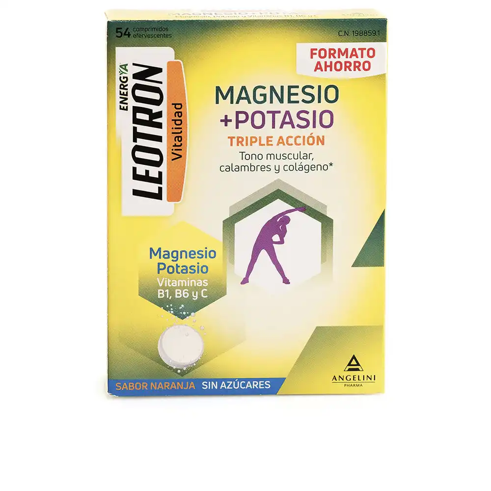 Energía Magnesio + Potasio triple acción comprimidos efervescentes #Naranja 54 u - Leotron - Comparador de precios