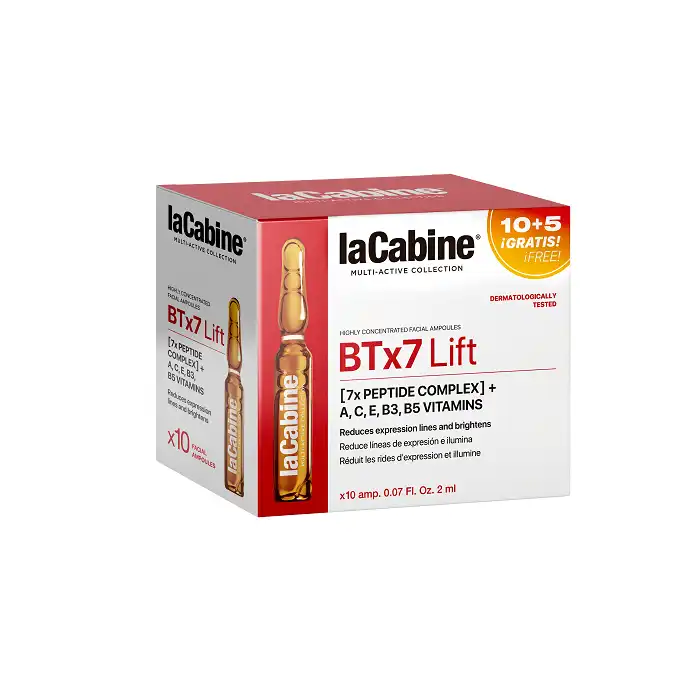 Pack 10 + 5 Ampollas Antiarrugas con 7 péptidos y vitaminas BTx7 Lift 2 ml - LA CABINE - Comparador de precios