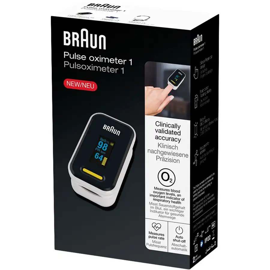 Pulse Oximeter 1 Braun pulse oximeter + band + 2 batteries + instructions 1.0 pieces - Braun - Comparador de precios
