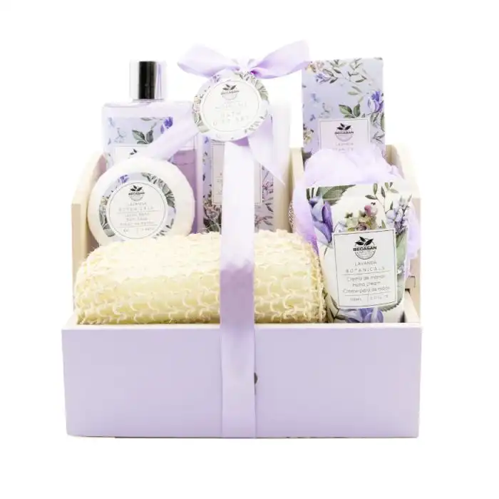 Set de Baño Cesta de Madera Lavanda Botanicals - Becasan Nature - Comparador de precios