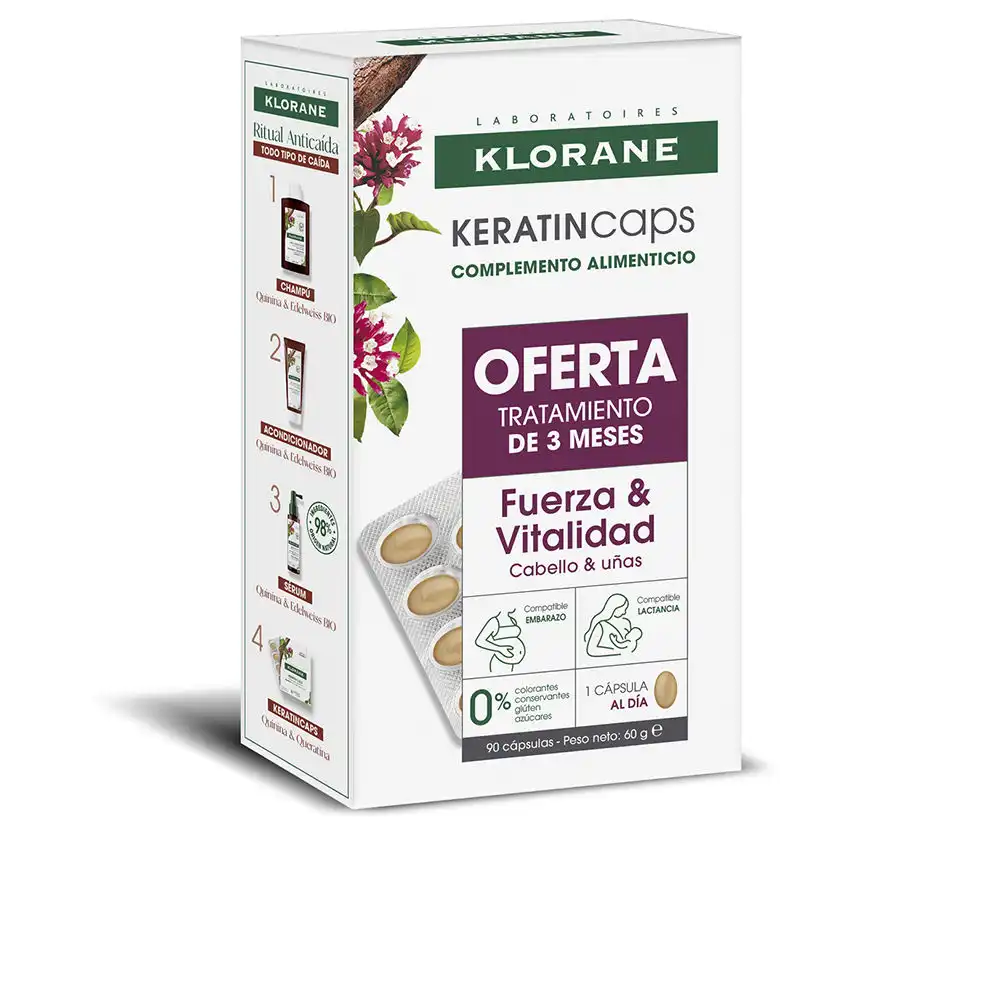 Keratincaps cápsulas para fortalecer y revitalizar el cabello pack 3 x 30 cápsulsa - Klorane - Comparador de precios