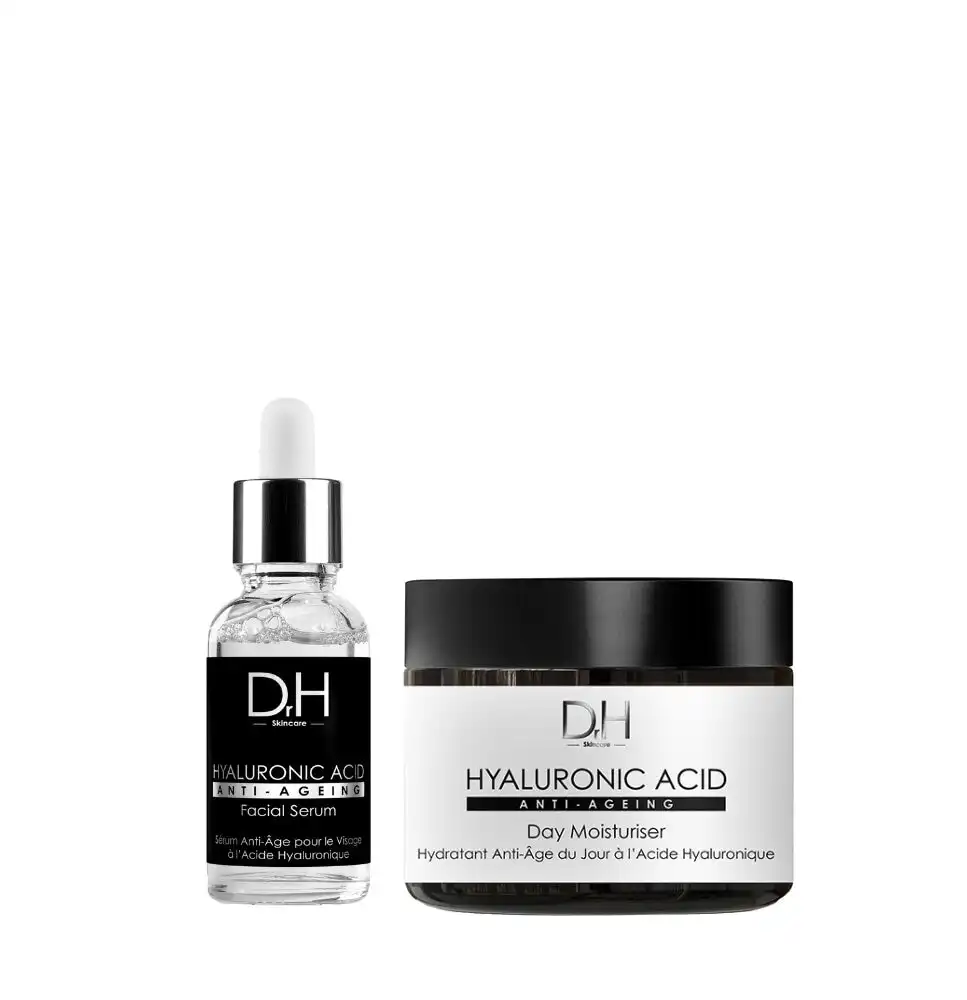 Pack de sérum facial de ácido hialurónico y crema hidratante de día de Dr H 700 90 ml - skinChemists - Comparador de precios