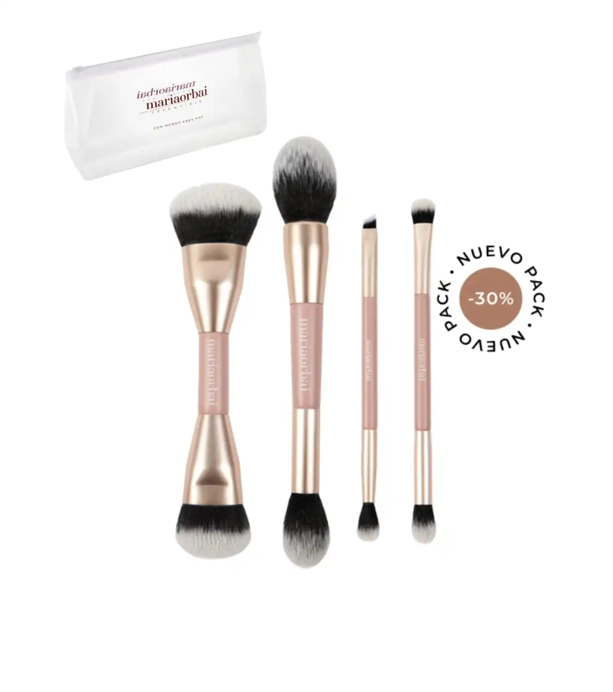Maria Orbai - Set de cuatro brochas dobles + Neceser - Double Pink - Maria Orbai - Comparador de precios