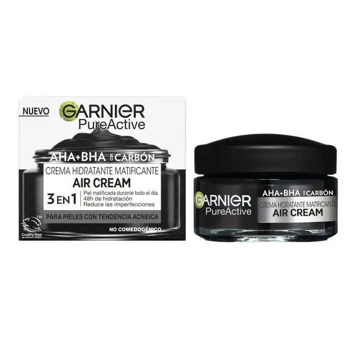 Pure Active Crema Hidratante Matificante con AHA + BHA con Carbón 50 ml - Garnier - Comparador de precios