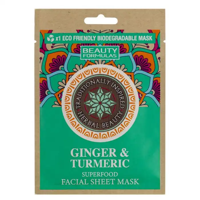 Ginger - Turmeric Biodegradable Facial Mask Mascarilla Facial de Arcilla Superfood - Beauty Formulas - Comparador de precios