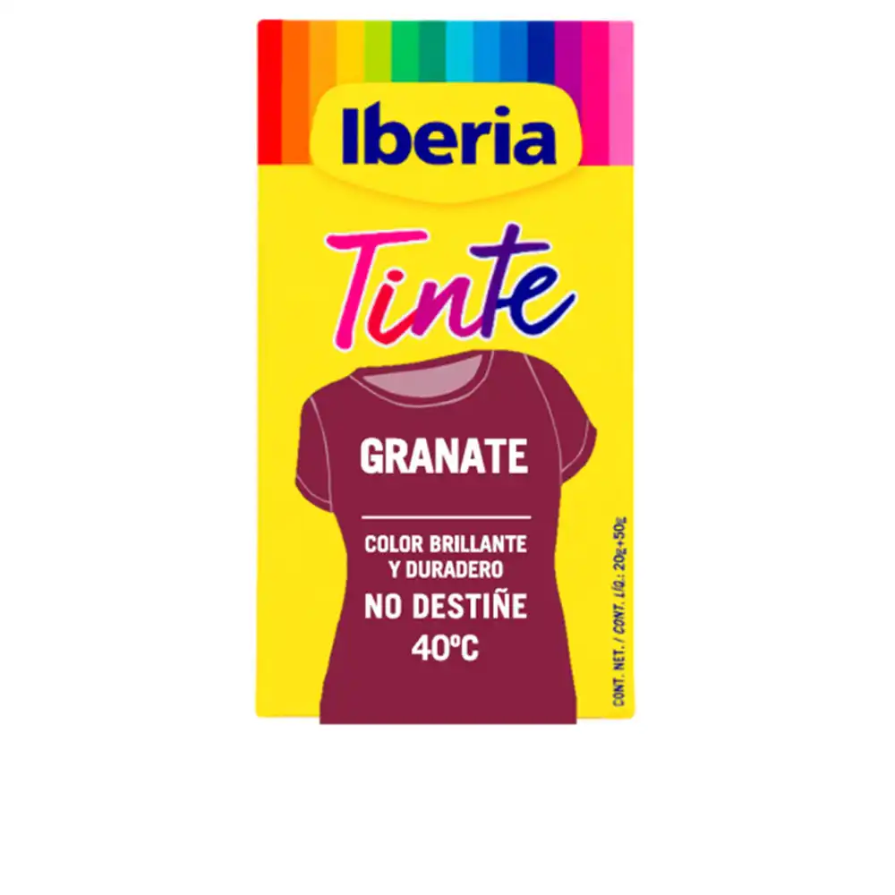 Iberia Tinte Ropa no destiñe 40º #granate 70 gr - Iberia - Comparador de precios