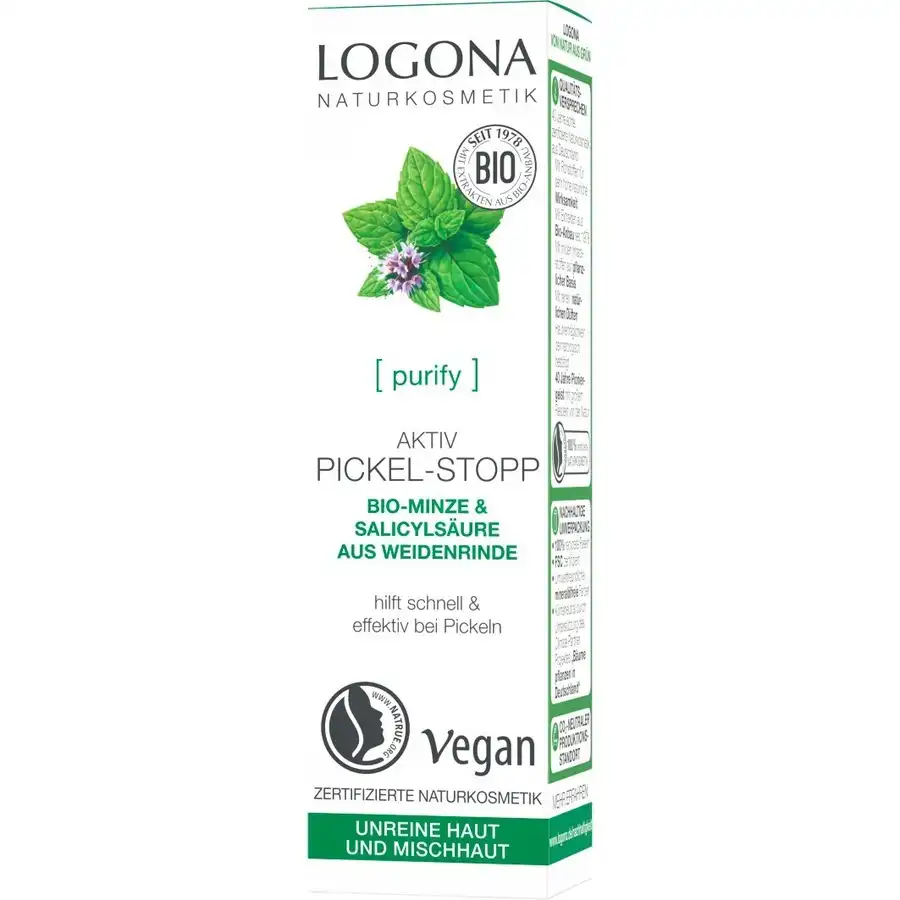 Logona - Purify Activo anti espinillas menta orgánica y ácido salicílico de corteza de sauce Mascarillas antiacné 6 ml unisex - Logona - Comparador de precios