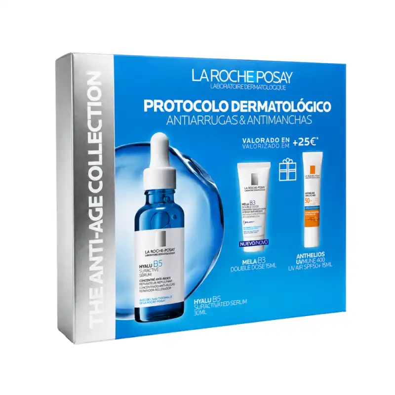 Protocolo Antiarrugas & Antimanchas : Hyalu B5 Suractivated 30ml + Mela B3 Doble Dose 15ml + Anthelios Uvair Spf50 15ml - La Roche-Posay - Comparador de precios