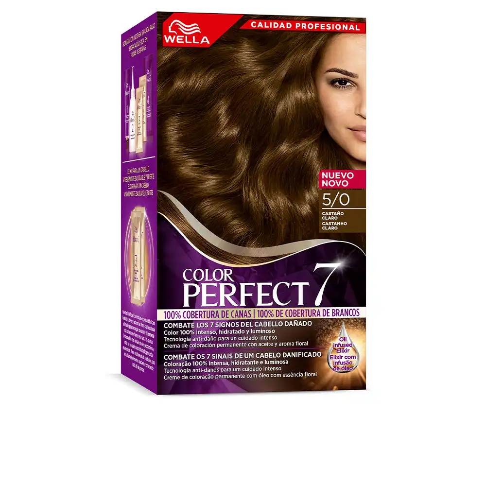 Wella Color Perfect 7 100% cobertura de canas #5/0-castaño claro - Wella Color Perfect 7 - Comparador de precios