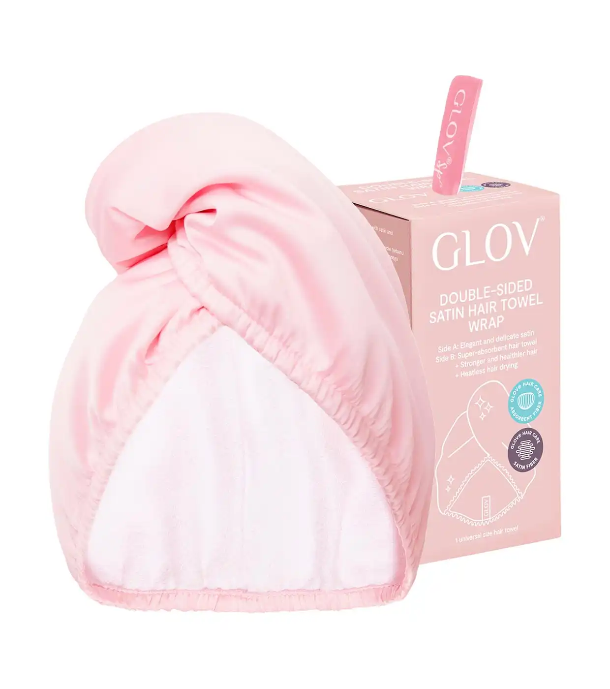 GLOV - Toalla turbante de saten y tela - Rosa - Glov - Comparador de precios