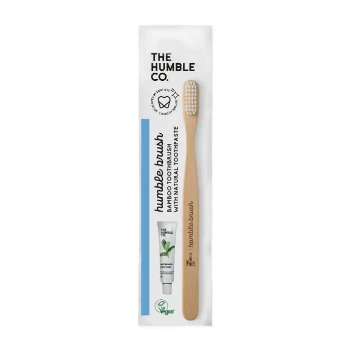 Pack Cepillo de Dientes de Bambú White Adult Soft + Pasta de Dientes Menta Fresca 7 gr - The Humble Co. - Comparador de precios