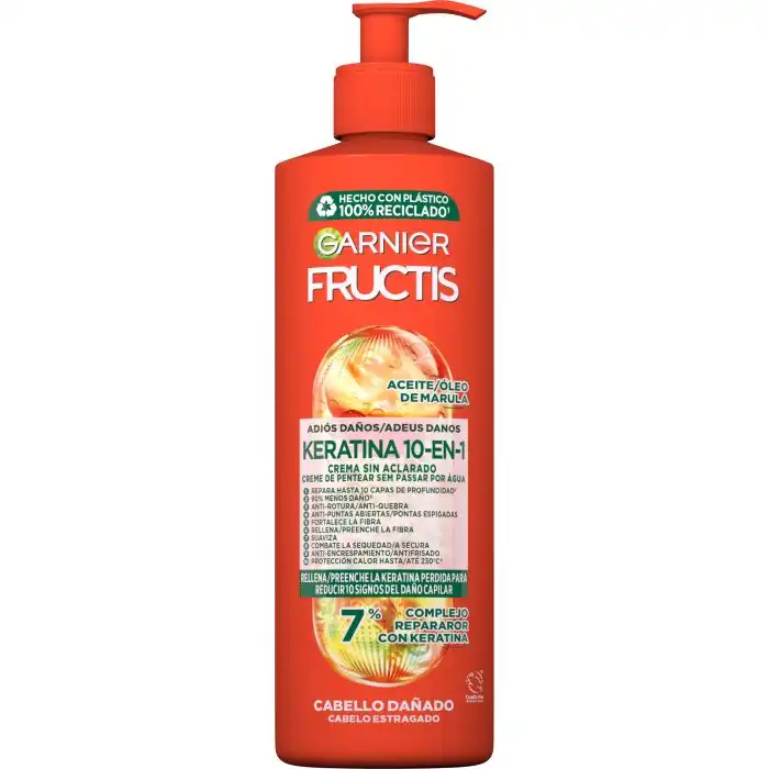 Fructis Crema sin Aclarado 10-en-1 Adiós Daños con Aceite de Marula para cabello dañado 400 ml - Garnier - Comparador de precios