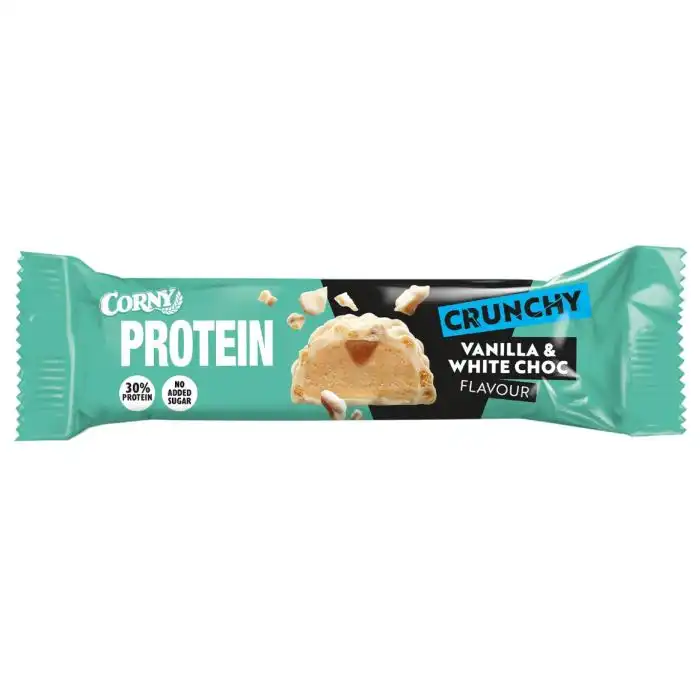 Barrita de Proteínas Crunchy Chocolate Blanco y Vainilla 45 gr - CORNY - Comparador de precios