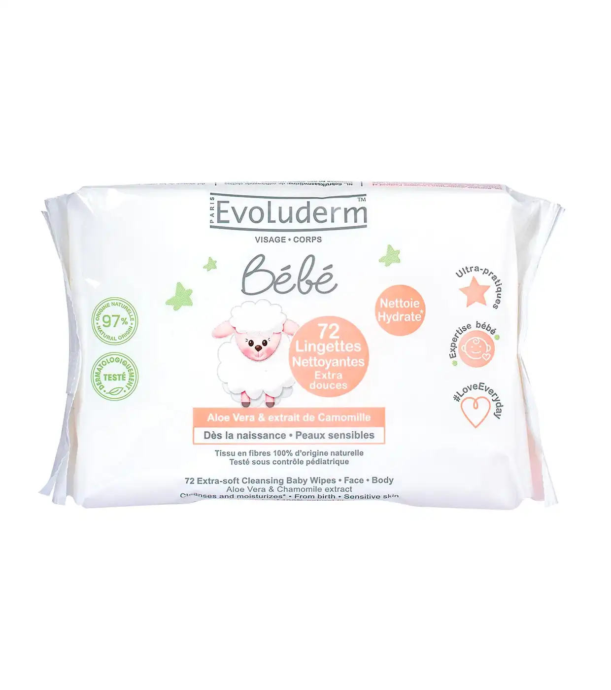 Evoluderm - Toallitas limpiadoras extra suaves para bebes 72uds - Evoluderm - Comparador de precios