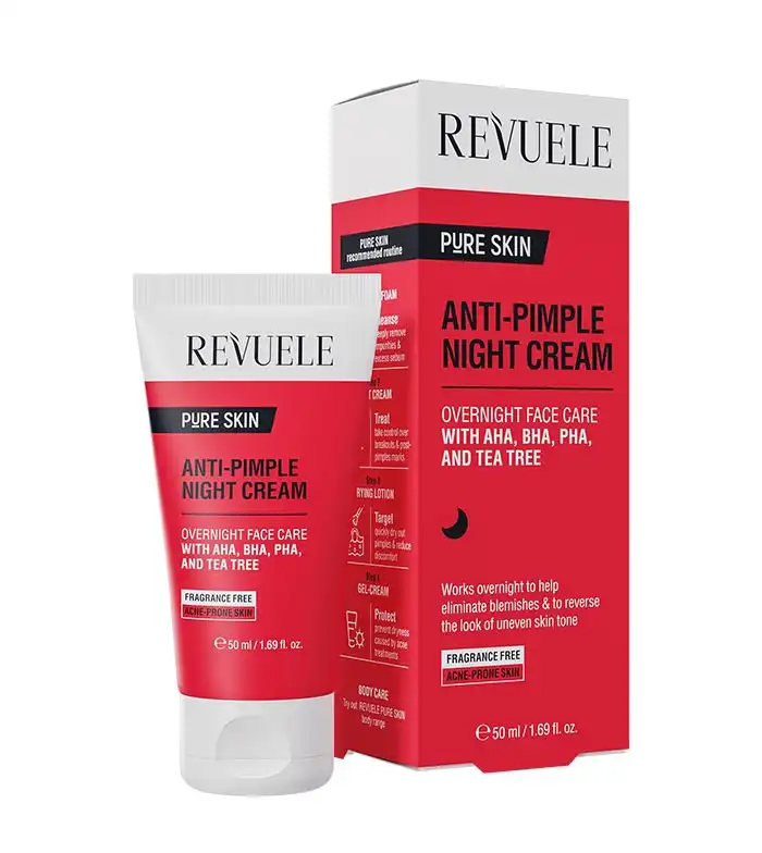 Revuele - *Pure skin* - Crema de noche anti-espinillas con AHA, BHA, PHA y árbol de té - Revuele - Comparador de precios