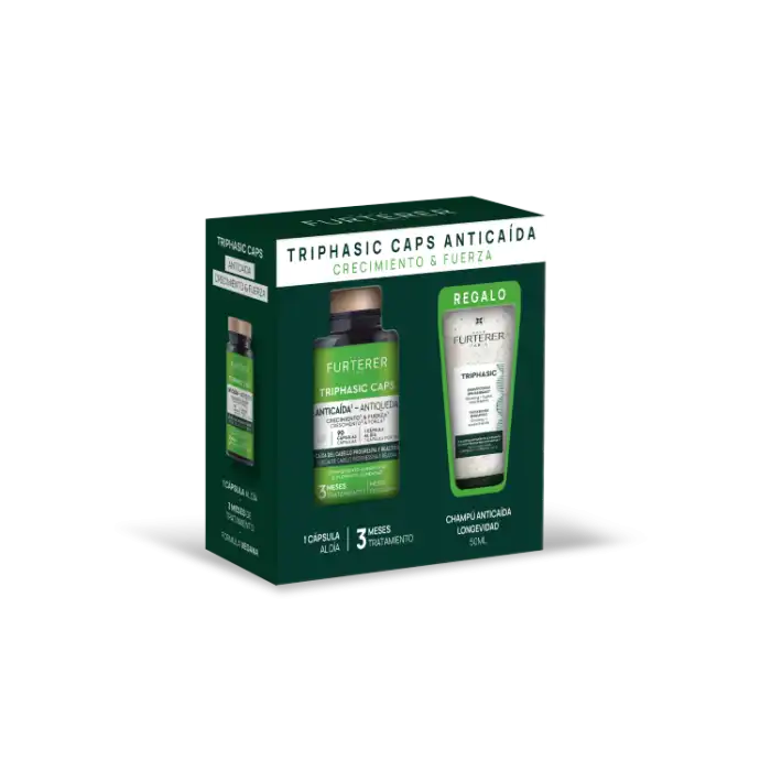 Pack Complemento Alimenticio Anticaída - Triphasic Caps + Regalo Champú Triphasic - René Furterer - Comparador de precios