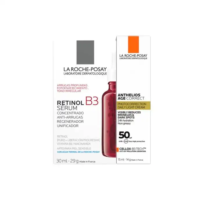 Pack Retinol B3 Sérum Concentrado + Anthelios Age Correct Fotocorrector Diario 45 ml - La Roche-Posay - Comparador de precios