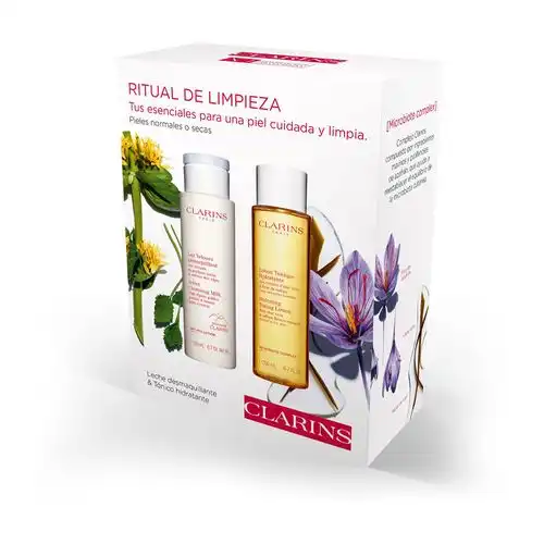 Clarins Ritual de Limpieza Estuche 200 ml Leche Desmaquillante +Tónico Piel Normal a Seca - Clarins - Comparador de precios