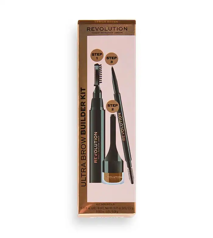 Revolution - Kit de cejas Ultra Brow Builder - Medium Brown - Makeup Revolution - Comparador de precios