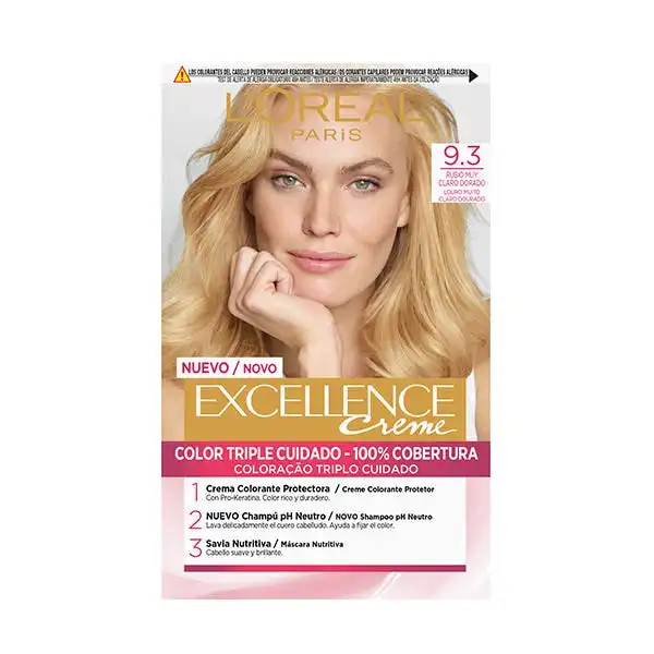 Tinte Excellence Creme 9.3 Rubio Claro Claro Dorado - Excellence - Comparador de precios
