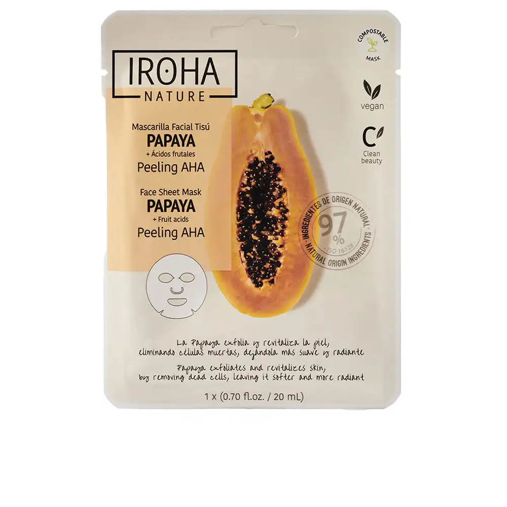 Papaya Peeling Aha mascarilla facial tisú 1 u - Iroha Nature - Comparador de precios