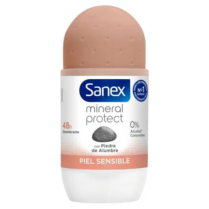 Desodorante Roll-On Natur Protect Piel Sensible 48h con Piedra de Alumbre 50 ml - Sanex - Comparador de precios