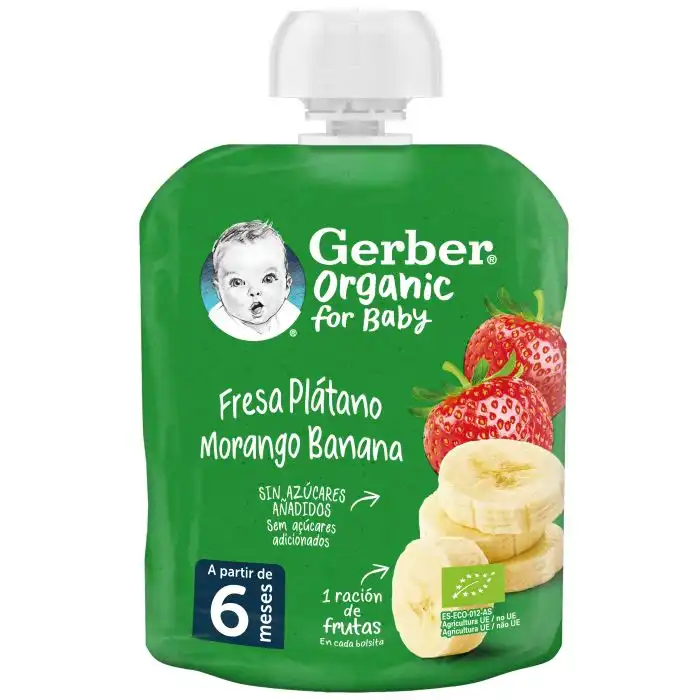 Organic Puré de Frutas Fresa y Plátano 0.24 gr - Gerber - Comparador de precios