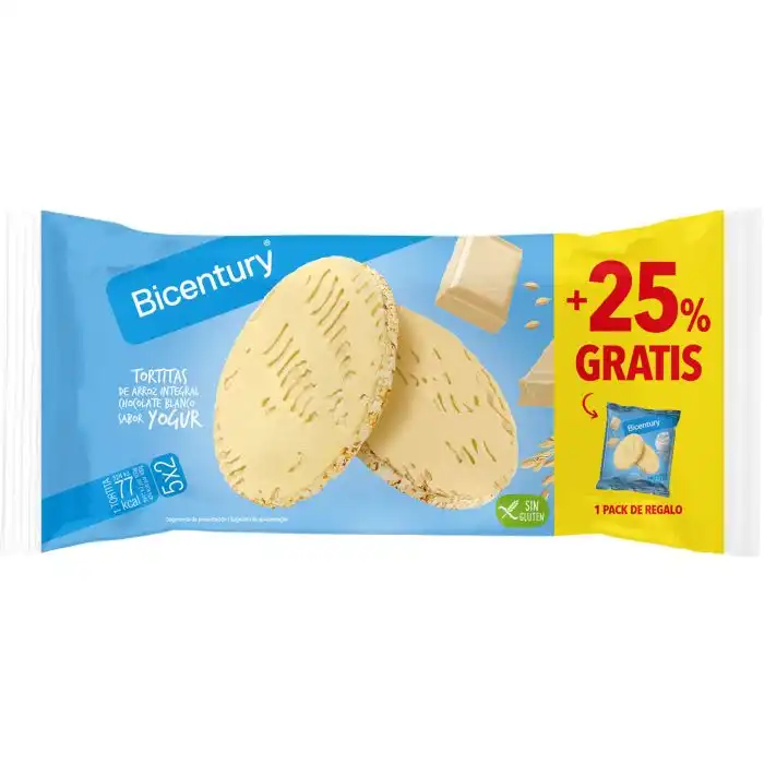 Tortitas de Arroz  Integral con Chocolate Blanco Sabor Yogur - BICENTURY - Comparador de precios