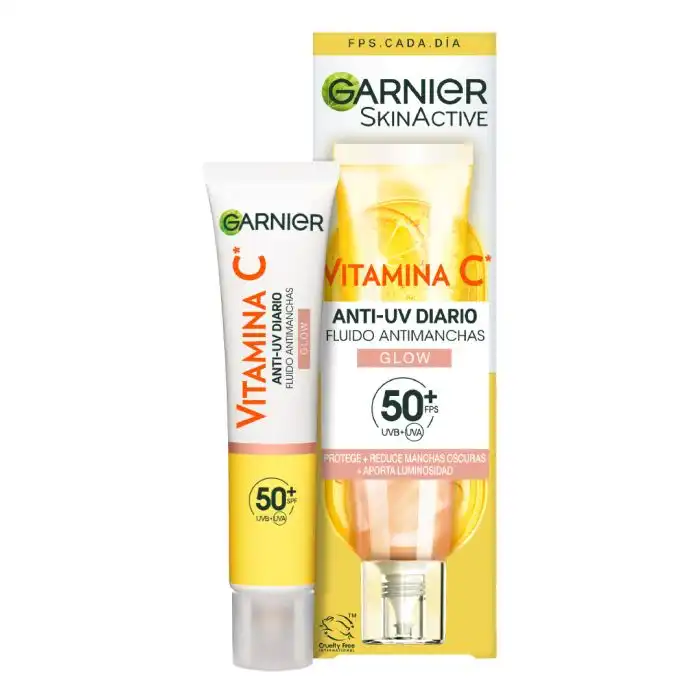 Vitamina C Fluido Antimanchas Anti-UV Diario Efecto Glow FPS50+ 40 ml - Garnier - Comparador de precios