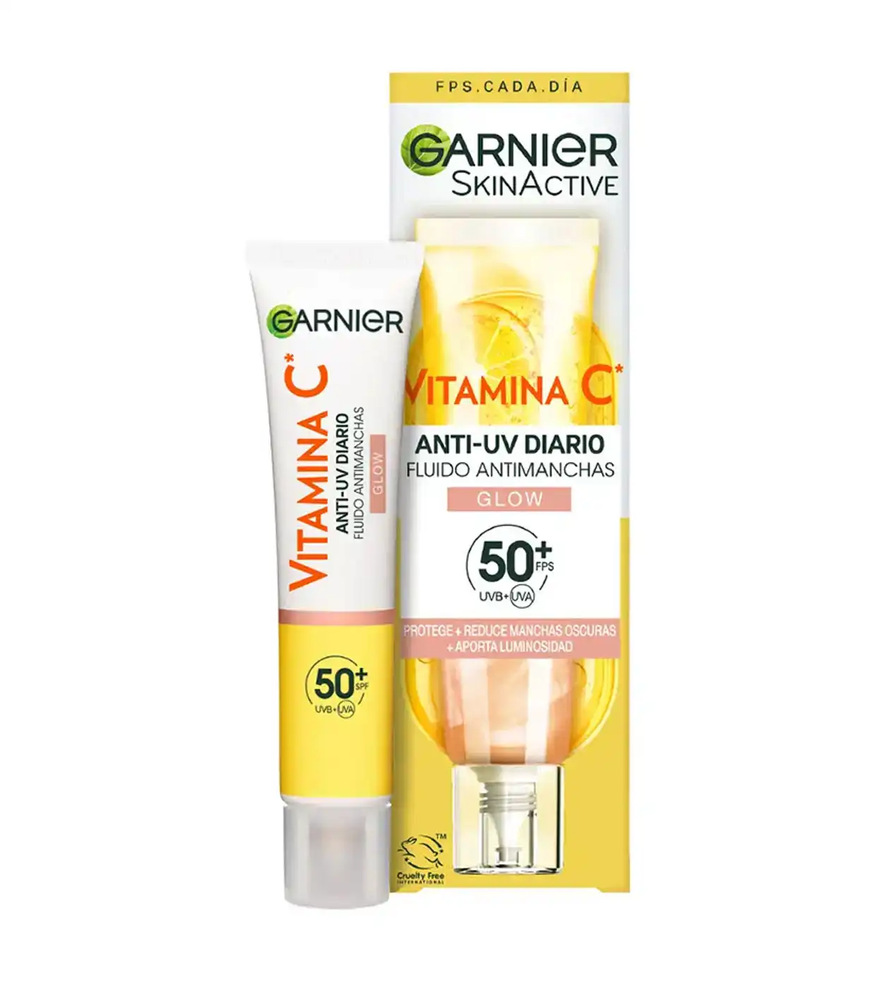Garnier - *Skin Active* - Fluido anti-manchas y anti-UV diario con Vitamina C SPF50+ - Efecto Glow - Garnier - Comparador de precios