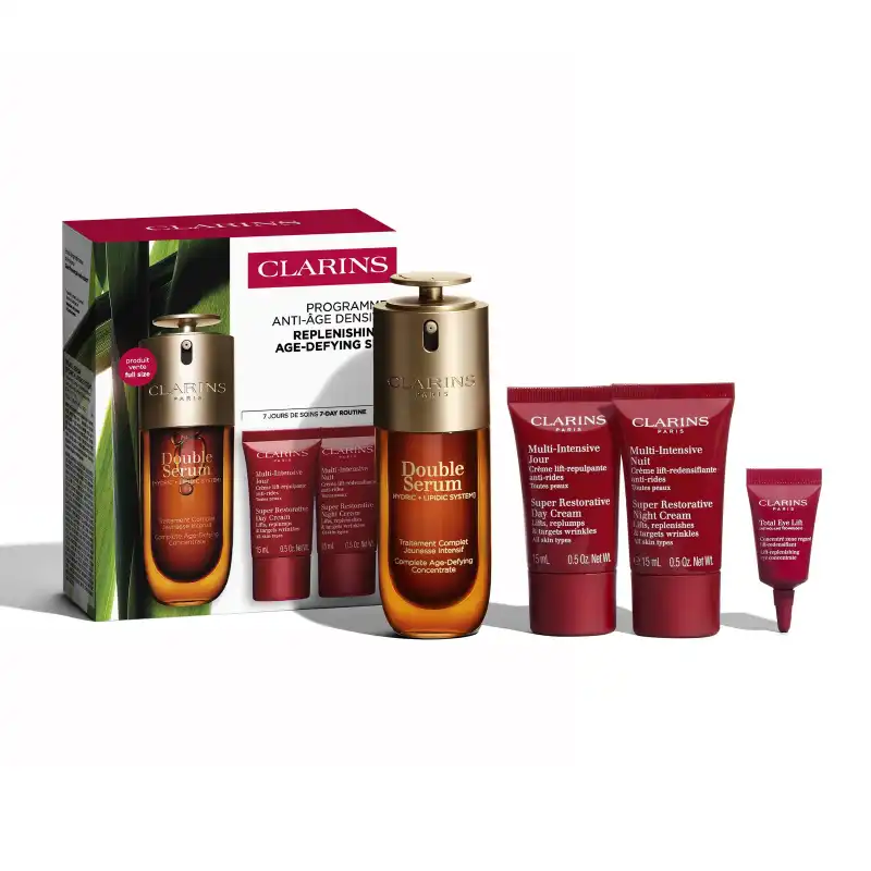 Cofre Double Serum 50 Ml & Multi Intensiva 15 Ml + Noche 15 Ml+ Eye Lift 3 Ml - Clarins - Comparador de precios