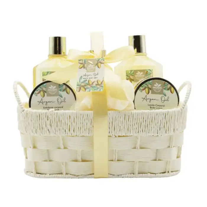 Set de Baño Cesta de Mimbre Aceite de Argán - Becasan Nature - Comparador de precios