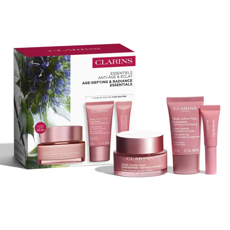 Cofre Multi Activa 50 Ml + Noche 15 Ml + Lip Perfector 5 Ml - Clarins - Comparador de precios