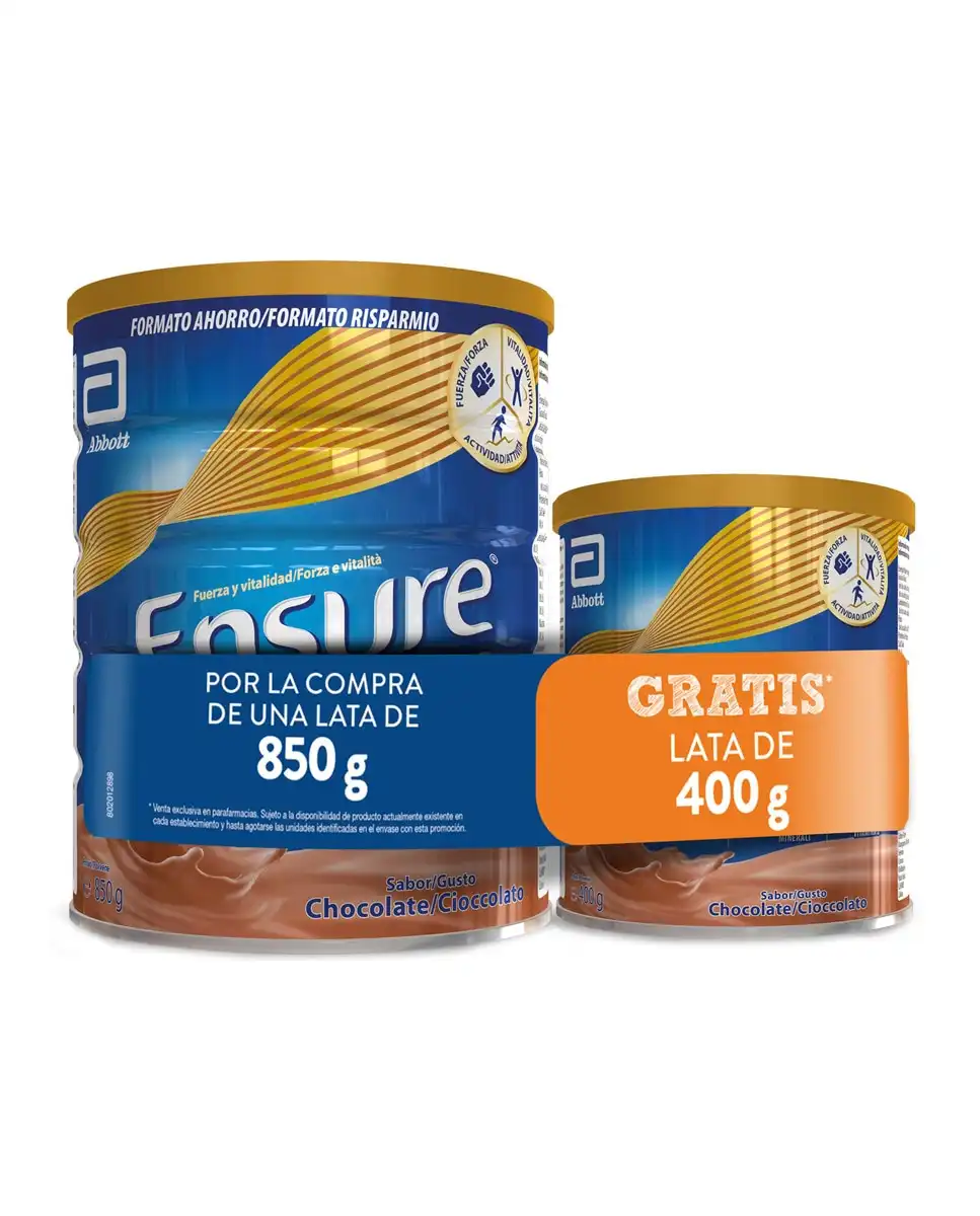 Ensure - Complemento Nutricional Chocolate 850 G + 400 G Nutrivigor - Ensure - Comparador de precios