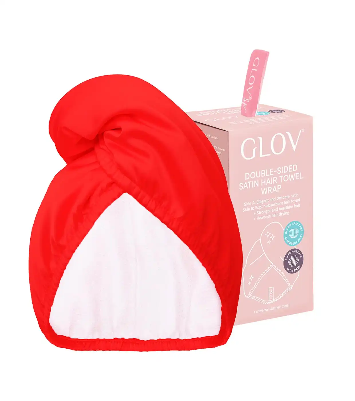 GLOV - Toalla turbante de saten y tela - Rojo - Glov - Comparador de precios
