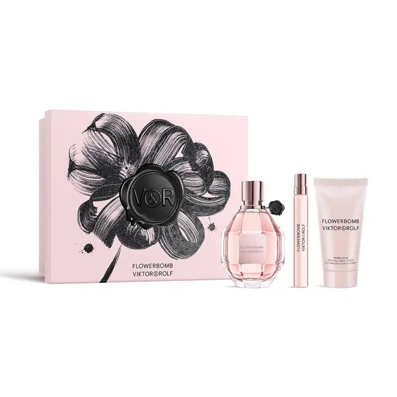 Set Flowerbomb Eau De Parfum 100 Ml + Travel Size 10 Ml + Body Lotion 50 Ml - Viktor&Rolf - Comparador de precios