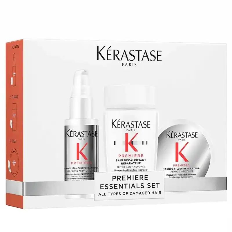 Travel Pack Premiere Discovery Set - Kérastase - Bain Décalcifiant Réparateur - 80 ml + Concentré Décalcifiant Ultra-Réparateur - 45 ml + Masque Fill - Kérastase - Comparador de precios