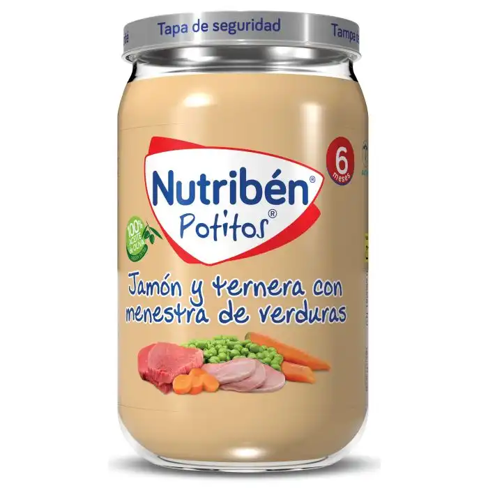 Potito Jamón, Ternera y Menestra de Verduras 235 gr - NUTRIBEN - Comparador de precios
