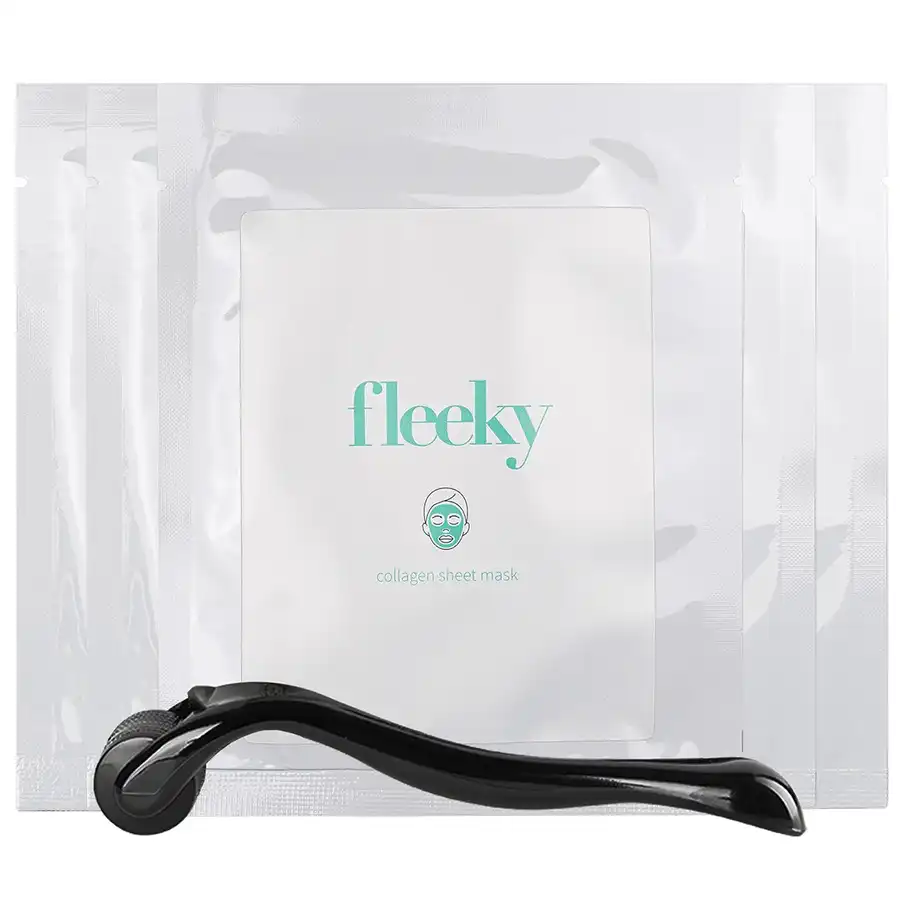 Fleeky - Mascarilla de Colágeno Facial con dermaroller de 540 agujas Mascarillas de celulosa 5 pieces unisex - Fleeky - Comparador de precios
