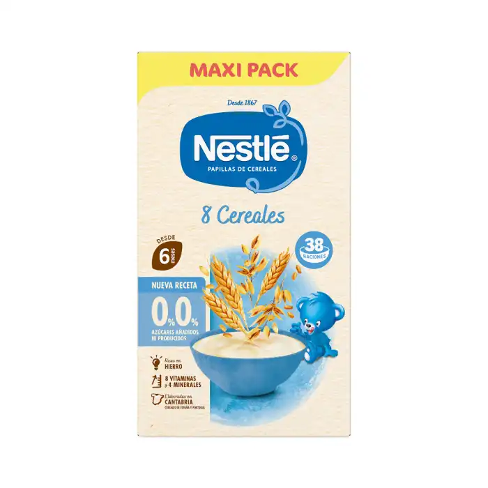 Papilla 8 Cereales 0% 0% Azúcares Añadidos ni Producidos +6 Meses 570 gr - Nestle - Comparador de precios