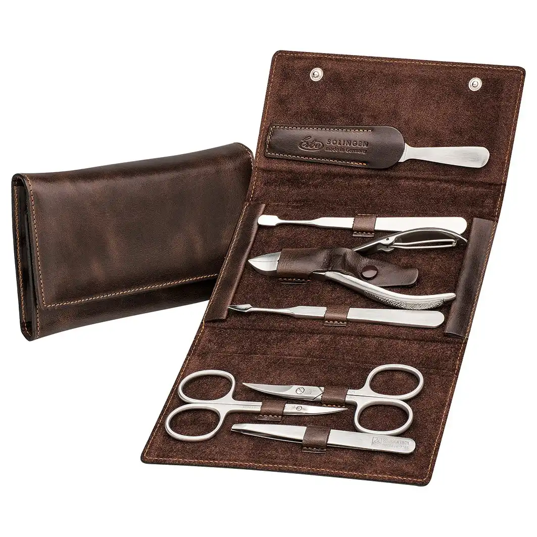 Manicure Snap Button Case Range "Antik", brown, 7 pcs. Set de uñas - ERBE - Comparador de precios