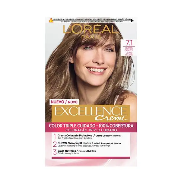 Tinte Excellence Creme 7.1 Rubio Ceniza - Excellence - Comparador de precios