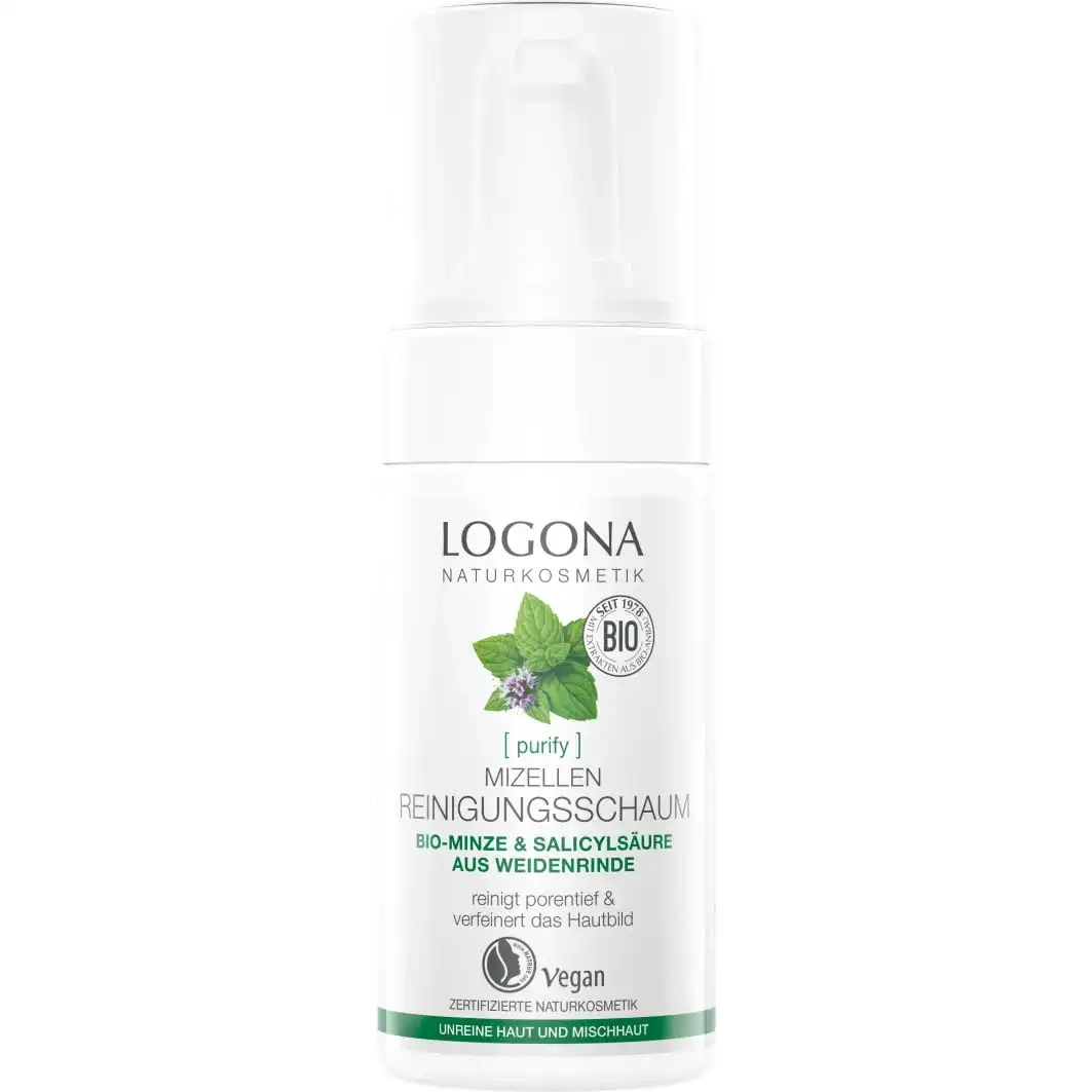 Purify Espuma limpiadora micelar con menta ecológica y ácido salicílico de la corteza de sauce Tónico facial 100 ml - Logona - Comparador de precios